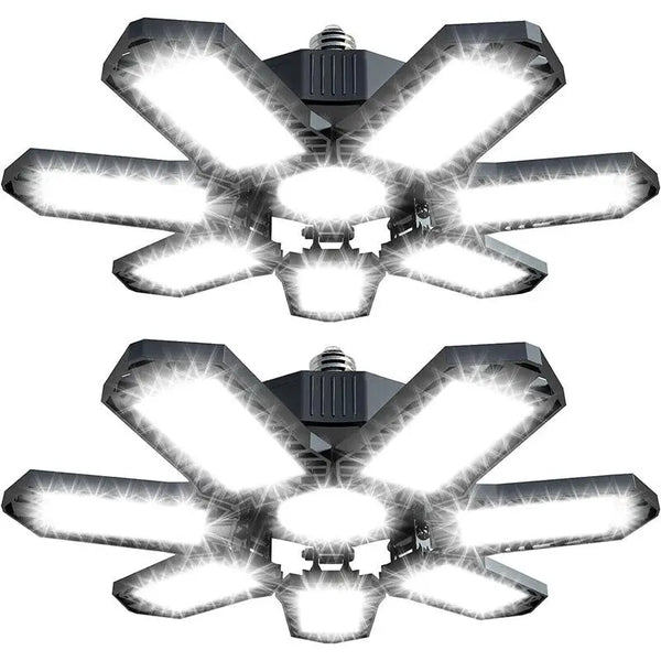 Deformable LED Garage Shop Light with 7+1 Adjustable Panels & E26/E27 Base