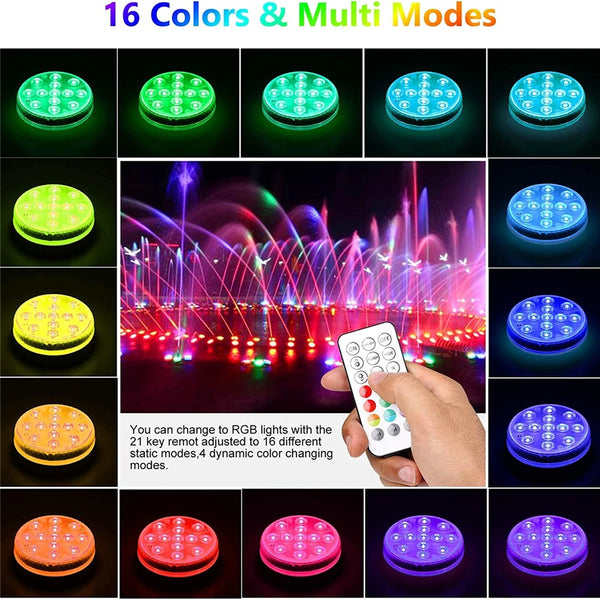 Waterproof RGB LED Submersible Pool Lights with Remote Control