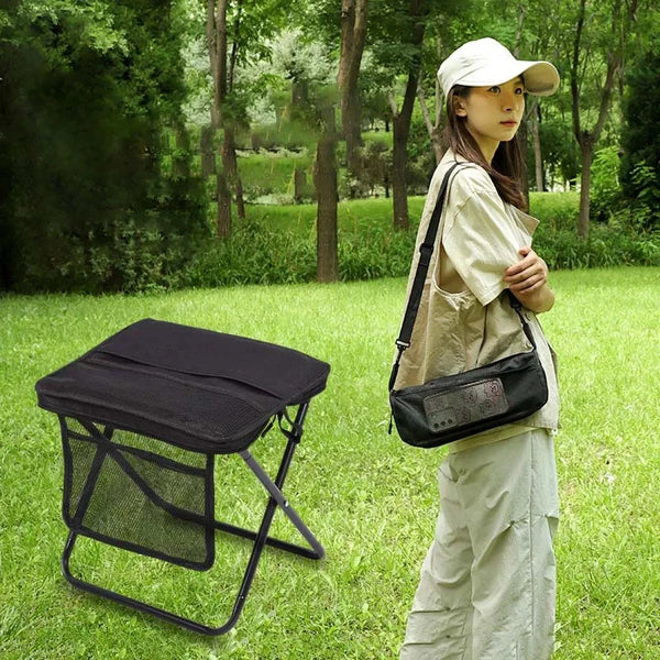Foldable Backpack Stool – Portable Lightweight Folding Chair with Carry Bag