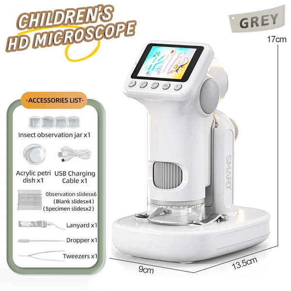 1600X Handheld Digital Microscope with 2-Inch HD Screen – Portable Electronic Magnifier with Camera & Video, 3-Level Lighting, Multilingual Interface