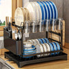 2-Tier Kitchen Dish Drying Rack – Metal Countertop Drainer with Drip Tray