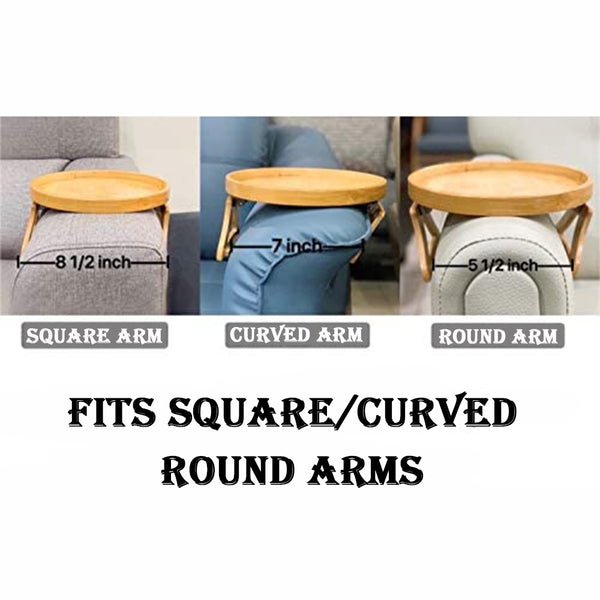 Natural Wooden Sofa Tray Table – Clip-On Armrest Snack & Coffee Tray with Phone Holder
