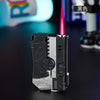 Metal Folding Gun-Style Jet Lighter – Windproof Butane Gas Red Flame Gyroscope Lighter with Laser