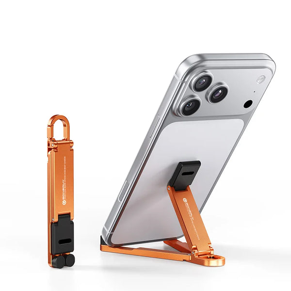 Desktop Aluminum Alloy Folding Phone Holder – Portable Keychain Universal Smartphone Stand