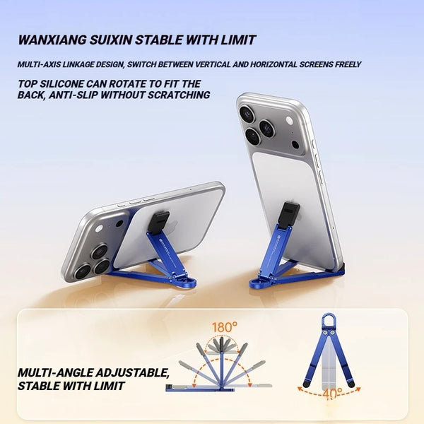 Desktop Aluminum Alloy Folding Phone Holder – Portable Keychain Universal Smartphone Stand