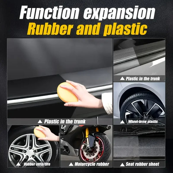 All-in-One Plastic & Rubber Repair Cream – Black Restoration Polish for Trim, Tires & Interior Surfaces