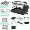 2-Tier Kitchen Dish Drying Rack – Metal Countertop Drainer with Drip Tray