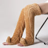 Fuzzy Thigh High Socks – Soft Knit Leg Warmers for Office & Home