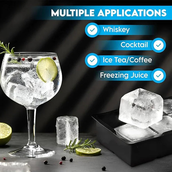 Food-Grade Silicone Ice Tray – Large Square Ice Maker for Drinks & Meal Prep (2PCS)