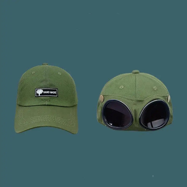Trendy Backwards Baseball Cap with Built-in Sunglasses – Unisex Style