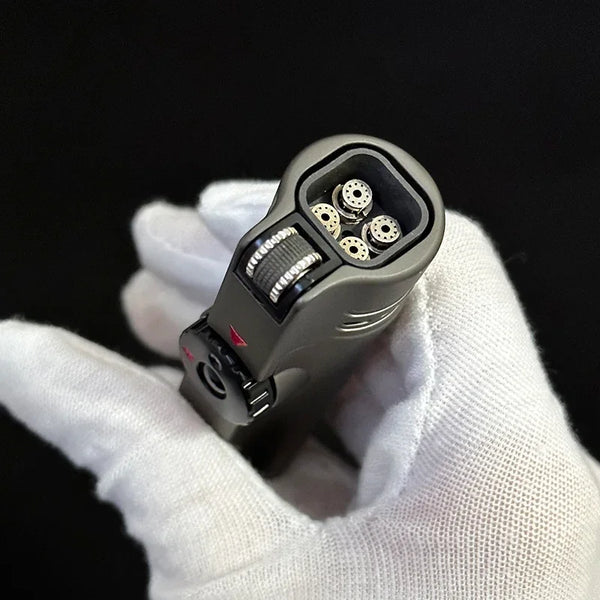 JOBON 4-Torch Jet Windproof Inflatable Lighter – Metal Flint Grinding Wheel Gas Lighter