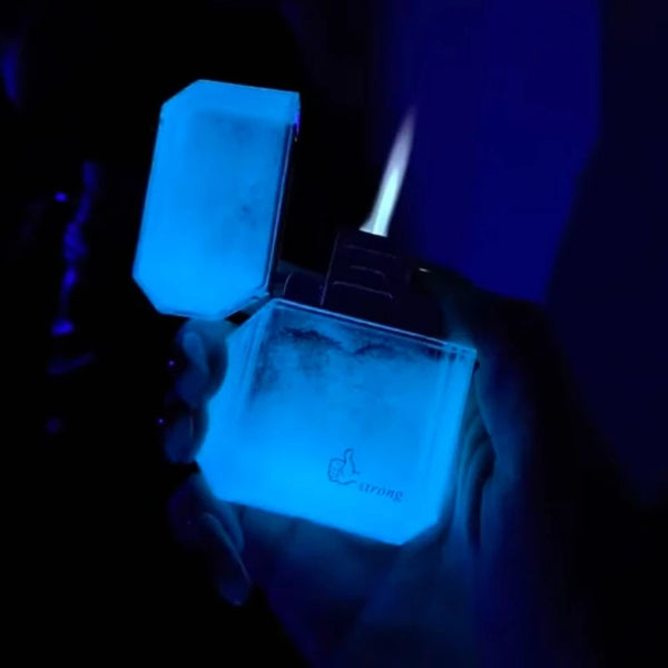 Luminous Quicksand Fluorescent Kerosene Lighter – Windproof Transparent Shell Creative Smoking Accessory Gift