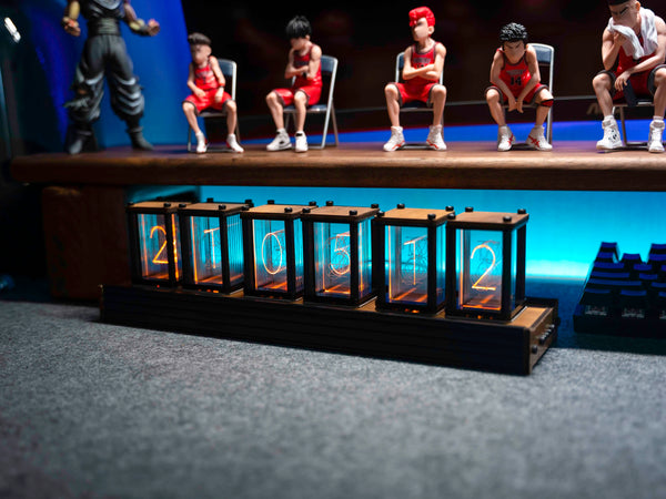 Luxury Nixie Glow Tube Clock – Wood DIY RGB Digital Desk Clock
