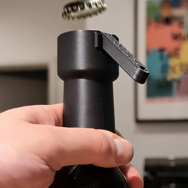 One-Handed Push Down Bottle Opener – Beer Cap Launcher with Ergonomic Grip