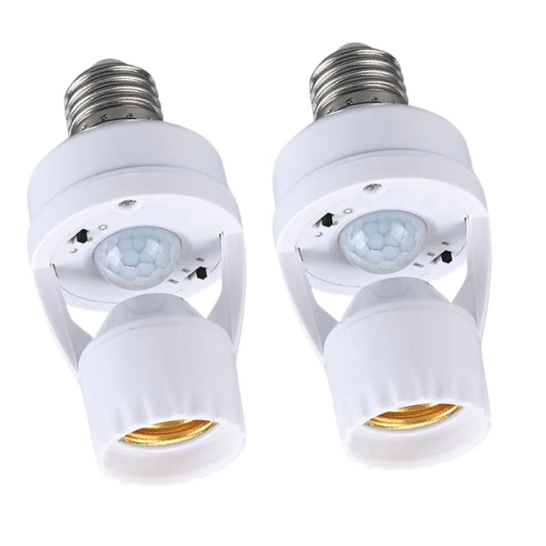 Smart Motion Sensor Light Bulb Holder – E27 PIR Auto On/Off Adapter (AC 110V–220V)
