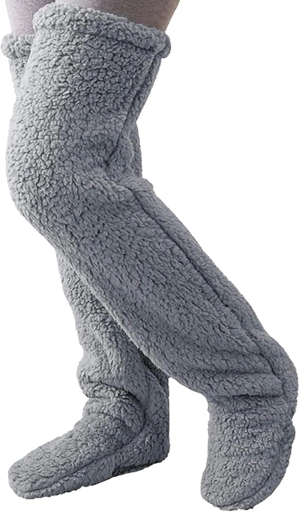 Fuzzy Thigh High Socks – Soft Knit Leg Warmers for Office & Home