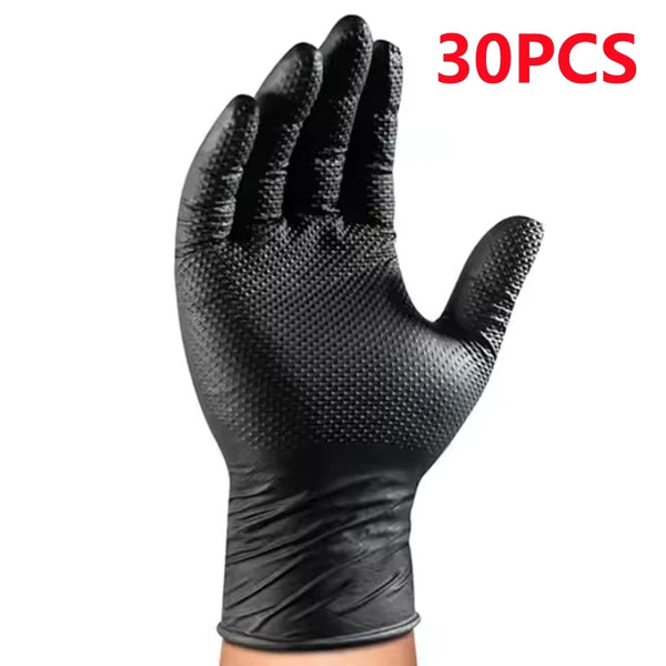 Industrial Black Nitrile Gloves – 8Mil Heavy Duty Disposable Diamond Textured Latex-Free Gloves