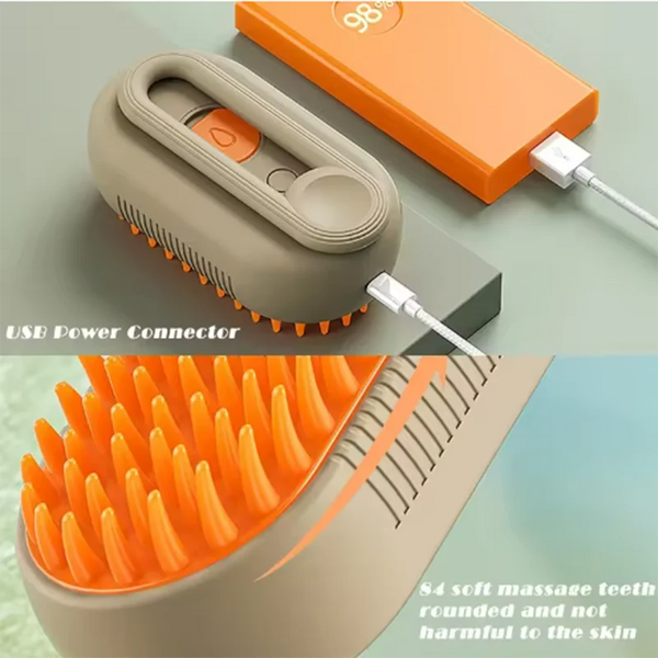 Pet Steam Spray Grooming Brush – 4-in-1 Hair Removal, Massage & Detangling Comb