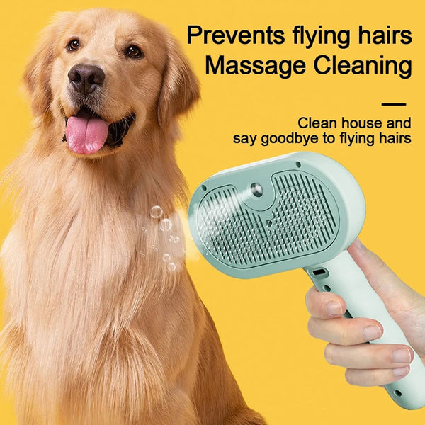 Pet Clean Steam Spray Dog Grooming Brush – Chemical-Free Steam Cleaning & Detangling Brush for Dogs
