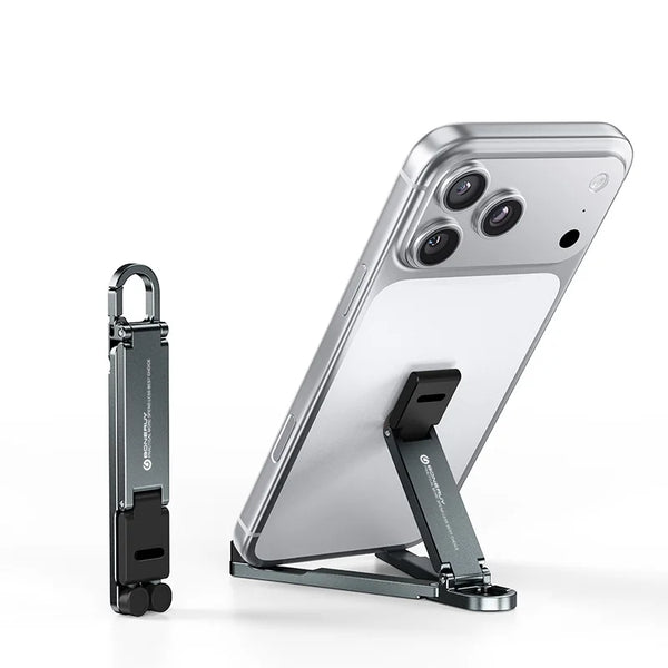 Desktop Aluminum Alloy Folding Phone Holder – Portable Keychain Universal Smartphone Stand