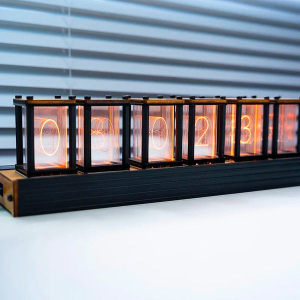 Luxury Nixie Glow Tube Clock – Wood DIY RGB Digital Desk Clock