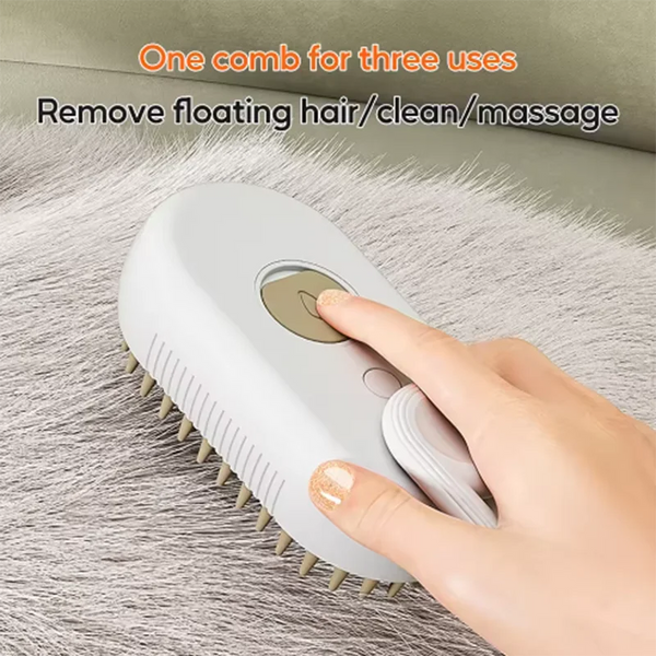 Pet Steam Spray Grooming Brush – 4-in-1 Hair Removal, Massage & Detangling Comb