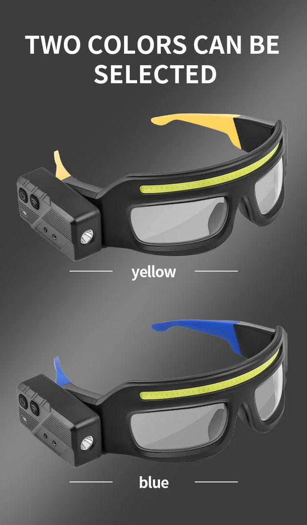 Safety Glasses with Built-In LED Lights – Anti-Fog Type-C Rechargeable Protective Glasses for Cycling, Welding & Outdoor Use