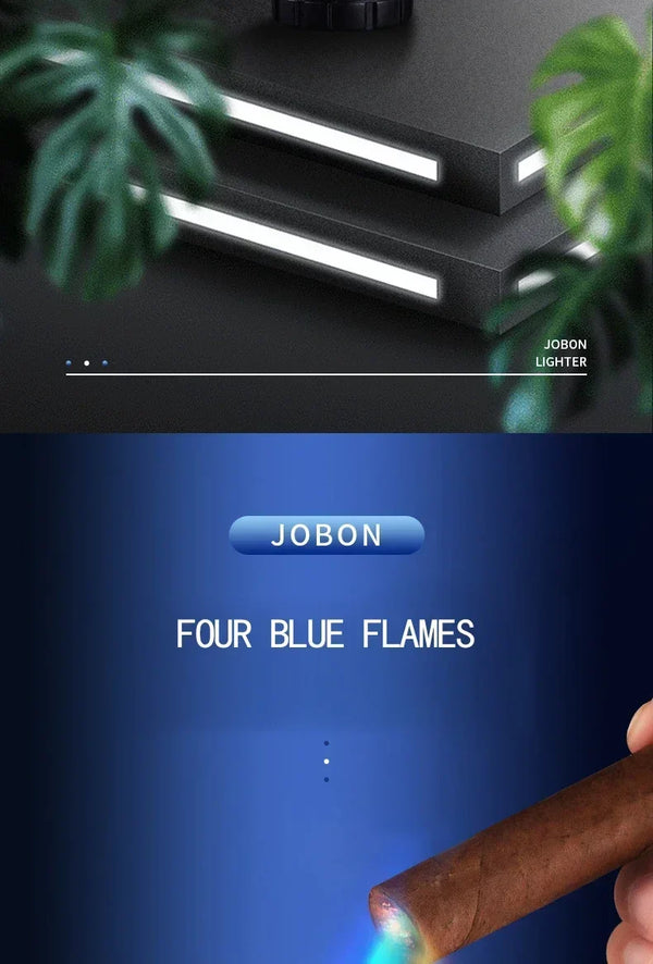 JOBON 4-Torch Jet Windproof Inflatable Lighter – Metal Flint Grinding Wheel Gas Lighter
