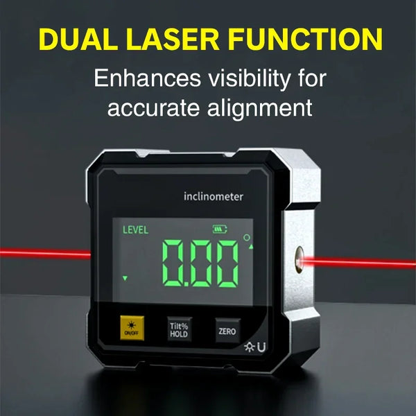2-Side Magnetic Digital Angle Gauge with Laser – Precision Inclinometer & Electronic Protractor