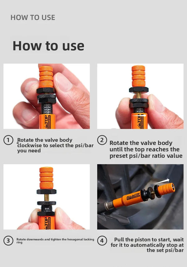 Automatic Pressure Release Quick Deflation Valve for 4x4, SUV & outdoor use