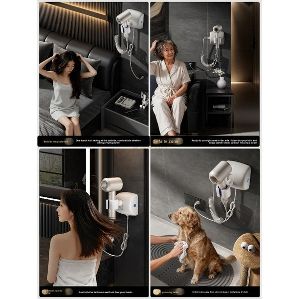 Hands-Free Rotating Hair Dryer Holder – Wall-Mounted Adjustable Hair Dryer Bracket
