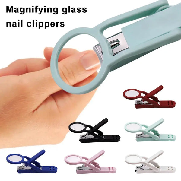 Nail Clipper with Magnifying Glass – Anti-Splash Stainless Steel Nail Trimmer for Elderly & Home Use