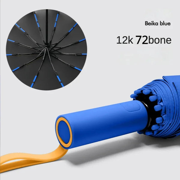 Automatic Windproof Umbrella with 72-Bone Frame & UV Protection