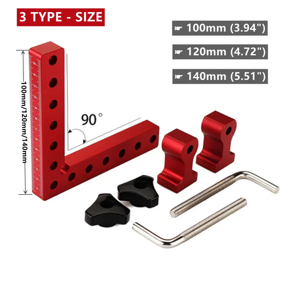 4-Pack 90° Aluminum Alloy Positioning Squares – Right Angle Woodworking Corner Clamps