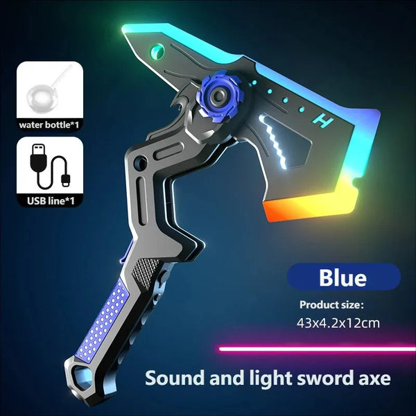 Outdoor LED Sword-Axe Transforming Toy with Mist Effect & Multi-Color Lights