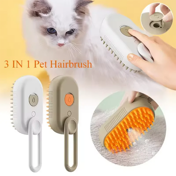 Pet Steam Spray Grooming Brush – 4-in-1 Hair Removal, Massage & Detangling Comb