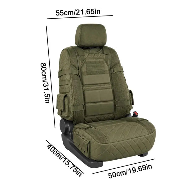 Military Style Heavy-Duty Car Seat Protector with Non-Slip Backing & Storage Pockets