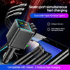 5-in-1 Car Charger with Retractable Cable, PD30W & Voltage Display