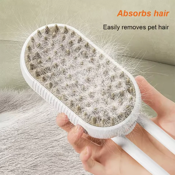 Pet Steam Spray Grooming Brush – 4-in-1 Hair Removal, Massage & Detangling Comb