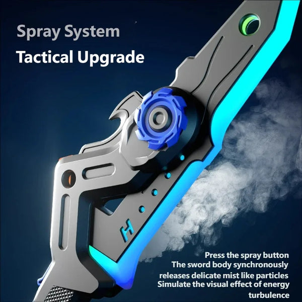 Outdoor LED Sword-Axe Transforming Toy with Mist Effect & Multi-Color Lights