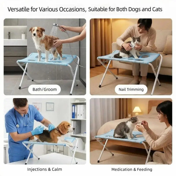 Foldable Pet Bathing & Grooming Stand – Portable Small Dog & Cat Support Rack