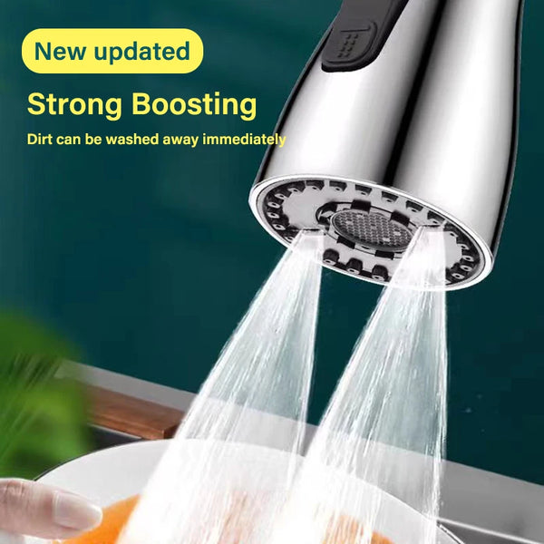 3-In-1 Kitchen Faucet Extender – Universal 360° Rotating Pull-Out Tap with Multi-Mode Strong Flushing Booster