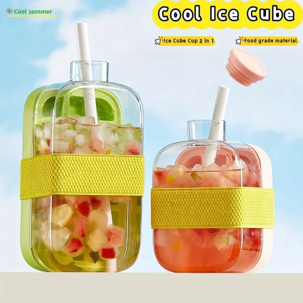 Silicone Ice Cube Tray with Lid – 12-Grid Large Capacity Water Bottle Mold