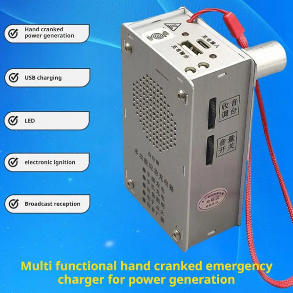 Emergency Hand Crank Generator Radio – Portable USB Charger, Flashlight & Plasma Igniter Survival Tool