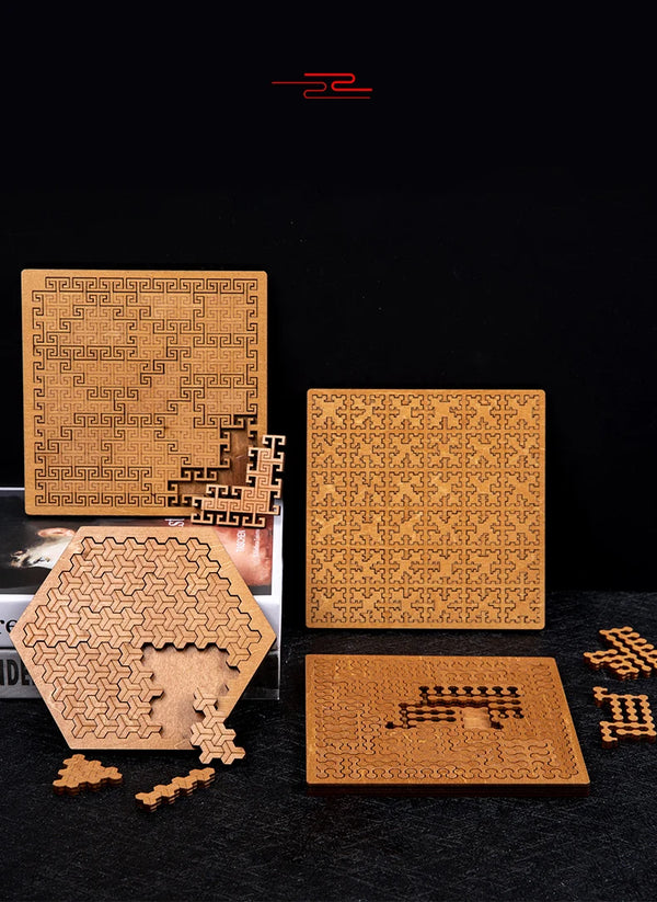 Impossible Wooden Puzzle IQ Board – Brain-Teaser Jigsaw & Tangram Puzzle with Multi-Level Difficulty