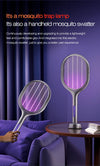 6-in-1 Retractable Electric Mosquito Swatter & Bug Trap Lamp – USB Rechargeable Fly Zapper with Extendable Handle