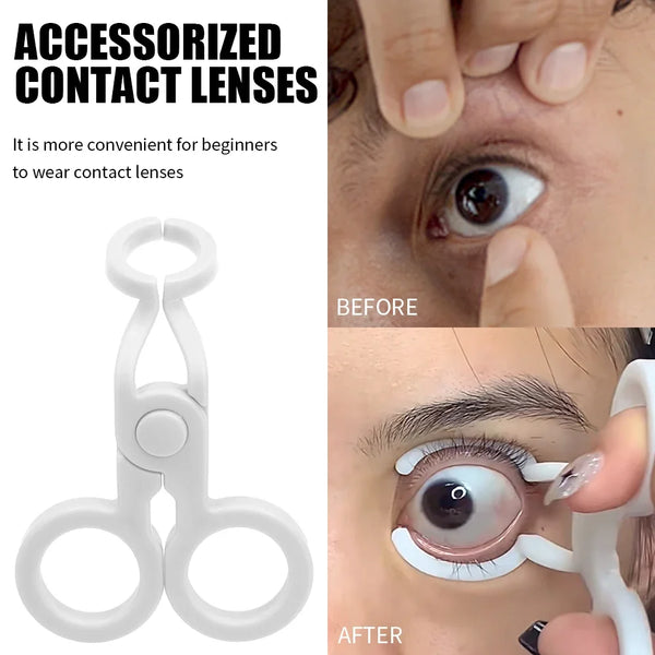 Eye Care Contact Lens Inserter & Remover Set – Soft Plastic Tweezer Stick Wearing Tools with Eyelid Lifters