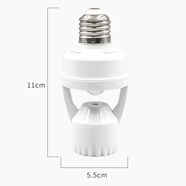 Smart Motion Sensor Light Bulb Holder – E27 PIR Auto On/Off Adapter (AC 110V–220V)