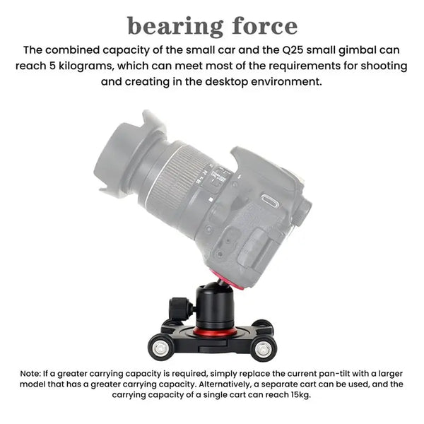 4-Wheel Camera Slider Dolly with 360° Panorama & Ball Head Mount