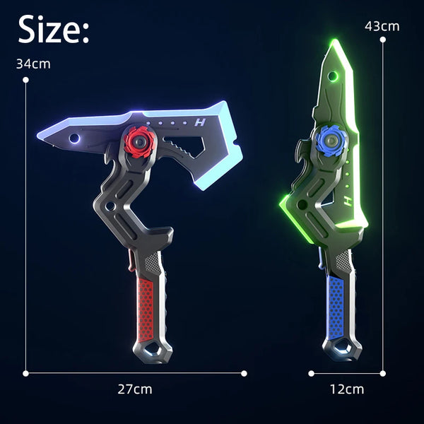 Outdoor LED Sword-Axe Transforming Toy with Mist Effect & Multi-Color Lights